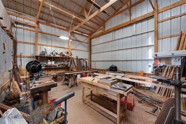 73 W Baker Ln S, Twin Bridges, MT 59754 - garage with a workshop area and metal wall