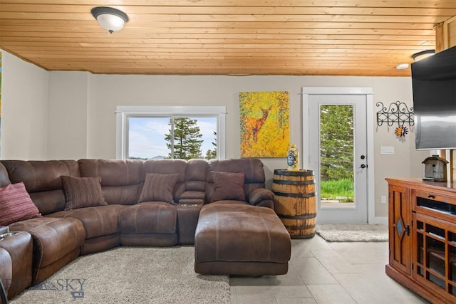 185 Peak, Bozeman, MT 59715 - living area featuring wooden ceiling and tile patterned floors