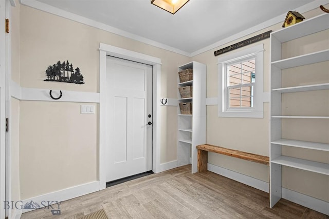 185 Peak, Bozeman, MT 59715 - doorway featuring wood finished floors and crown molding