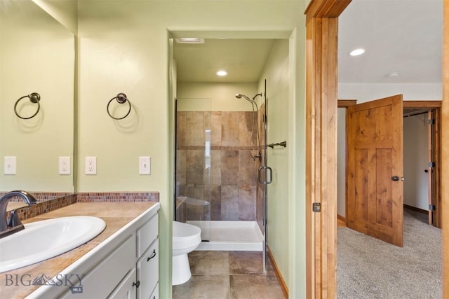 901 Floyd Way, Livingston, MT 59047 - bathroom with vanity, a shower stall, and recessed lighting