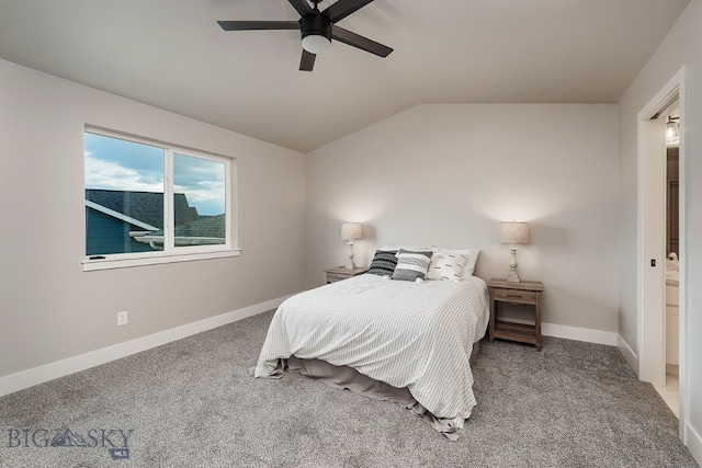 2204 Oriole Dr, Belgrade, MT 59714 - bedroom with carpet flooring, lofted ceiling, and ceiling fan