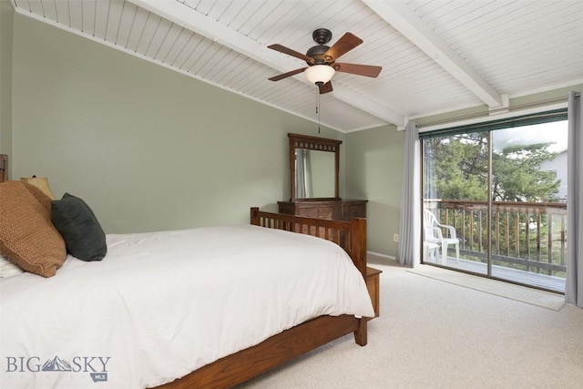 139 Spruce Cone Dr Unit 14, Big Sky, MT 59716 - bedroom with access to outside, carpet, ceiling fan, and wooden ceiling