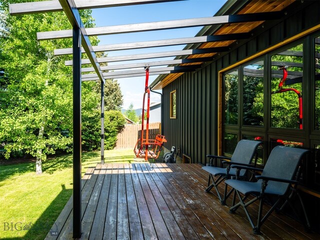 1206 N Cedarview Dr, Bozeman, MT 59715 - wooden terrace with french doors