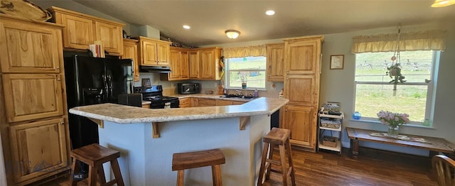 950 White Creek Ln, Polaris, MT 59746 - kitchen with black appliances, light countertops, vaulted ceiling, dark wood finished floors, and healthy amount of natural light