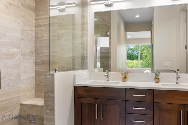 20 Caymus Ln Unit D, Bozeman, MT 59718 - bathroom featuring a walk in shower and double vanity