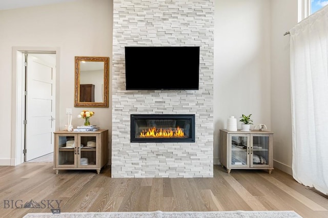 20 Caymus Ln Unit D, Bozeman, MT 59718 - living room with wood finished floors and a fireplace