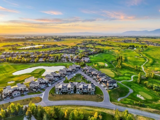 20 Caymus Ln Unit D, Bozeman, MT 59718 - aerial view of property and surrounding area with a water and mountain view, nearby suburban area, and a golf course