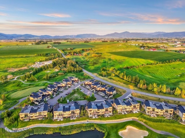 20 Caymus Ln Unit D, Bozeman, MT 59718 - aerial view at dusk of golf course view, a residential view, and a water and mountain view