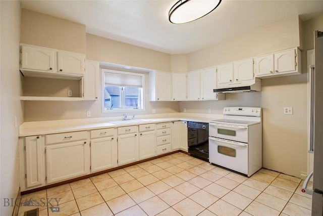 1823 Lafayette, Butte, MT 59701 - kitchen with range with two ovens, dishwasher, under cabinet range hood, and white cabinetry
