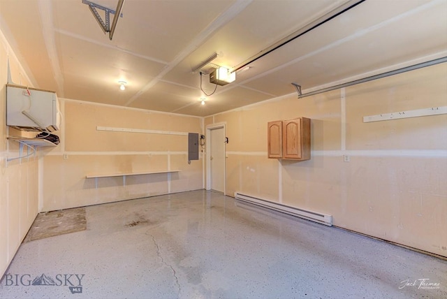 513 Burnham Pl, Helena, MT 59601 - garage with a baseboard radiator, electric panel, and a garage door opener