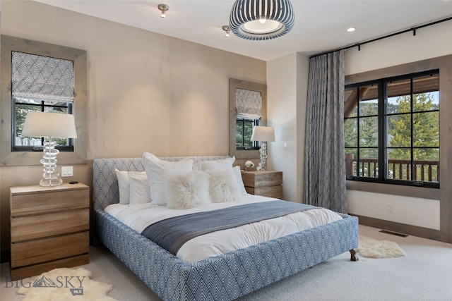 77 Tanager Frk Unit 29, Big Sky, MT 59716 - bedroom featuring carpet and recessed lighting