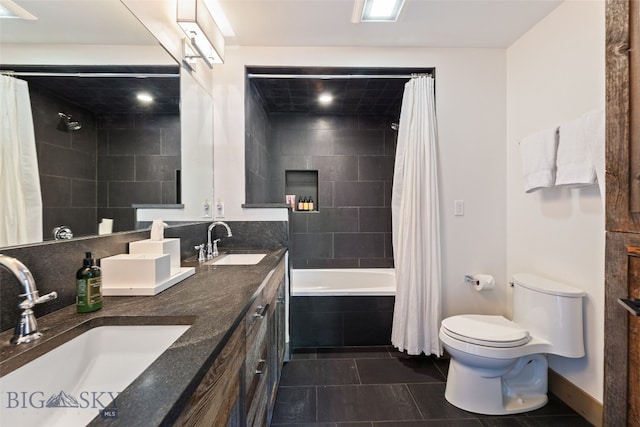 77 Tanager Frk Unit 29, Big Sky, MT 59716 - bathroom featuring tile patterned flooring, tiled shower / bath, and double vanity