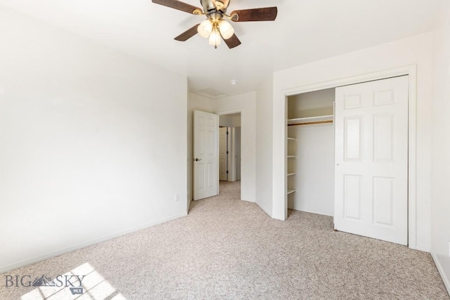 605 Prairie Ave, Bozeman, MT 59718 - unfurnished bedroom with carpet floors, ceiling fan, and a closet