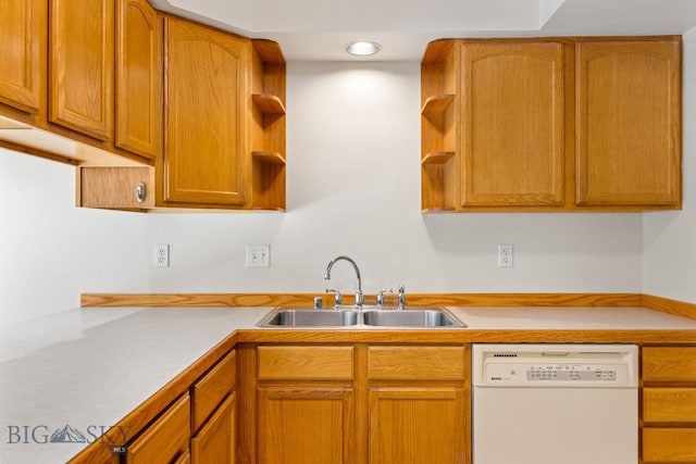 605 Prairie Ave, Bozeman, MT 59718 - kitchen with white dishwasher, open shelves, light countertops, and recessed lighting