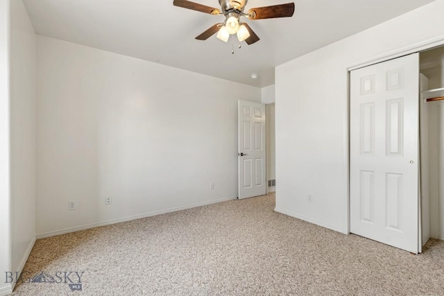 605 Prairie Ave, Bozeman, MT 59718 - unfurnished bedroom with carpet, a closet, and ceiling fan