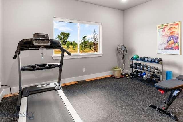 85 Riparian Way, Bozeman, MT 59718 - workout room with baseboards and wood finished floors