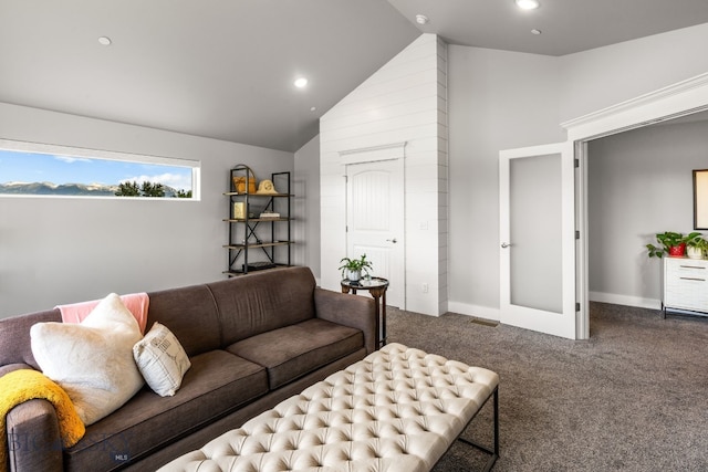 85 Riparian Way, Bozeman, MT 59718 - carpeted living area with recessed lighting, high vaulted ceiling, and french doors