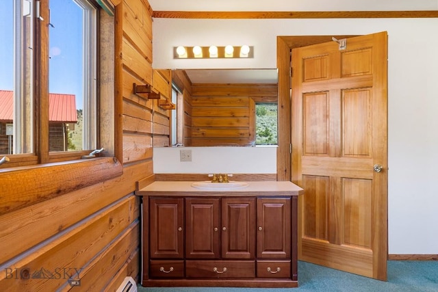 2 Eight Mile Creek Rd, Ennis, MT 59729 - bathroom featuring vanity and wooden walls
