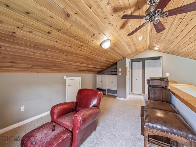 417 Firelight, Big Sky, MT 59716 - sitting room with carpet, lofted ceiling, wood ceiling, and ceiling fan