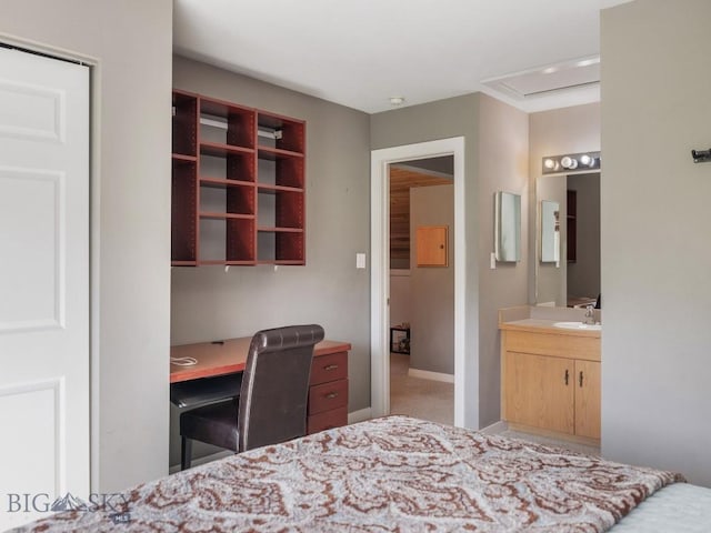 417 Firelight, Big Sky, MT 59716 - bedroom featuring connected bathroom, carpet floors, and an office area