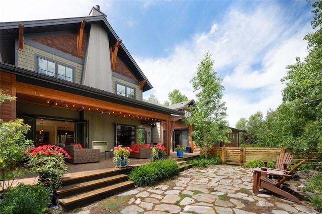 89 W Fieldview St, Bozeman, MT 59715 - back of house with outdoor lounge area and a wooden deck
