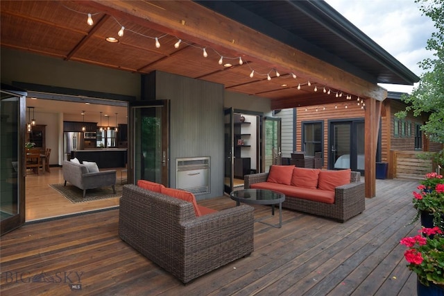 89 W Fieldview St, Bozeman, MT 59715 - wooden terrace with an outdoor living space and heating unit