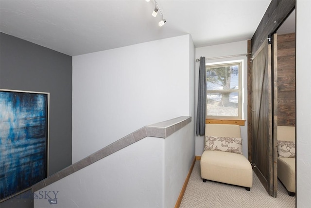 15 Spotted Fawn Ct, Big Sky, MT 59716 - sitting room featuring carpet flooring and an upstairs landing