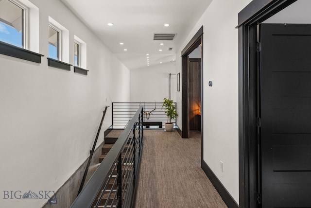 4412 Bembrick St, Bozeman, MT 59718 - hallway with carpet floors, recessed lighting, and an upstairs landing