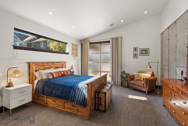 4412 Bembrick St, Bozeman, MT 59718 - bedroom with carpet flooring, lofted ceiling, and recessed lighting