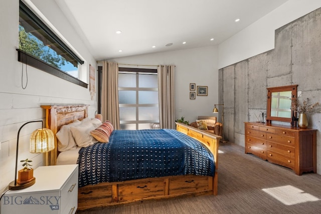 4412 Bembrick St, Bozeman, MT 59718 - carpeted bedroom featuring vaulted ceiling and recessed lighting