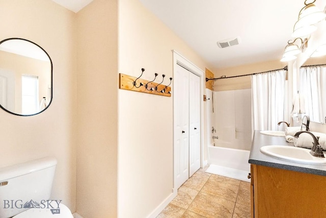 4619 Cascade St, Bozeman, MT 59718 - bathroom featuring shower / tub combo with curtain and double vanity