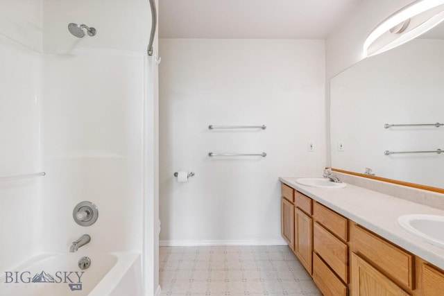3601 Ravalli St, Bozeman, MT 59718 - bathroom with tile patterned floors, double vanity, and bathtub / shower combination