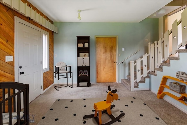 1416 W Gold St, Butte, MT 59701 - carpeted foyer entrance featuring stairs and baseboards