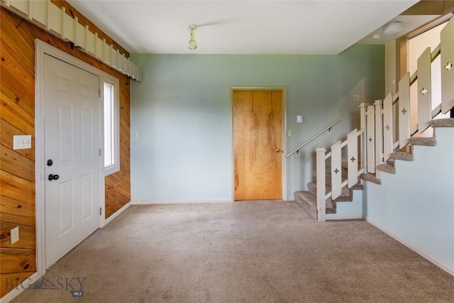 1416 W Gold St, Butte, MT 59701 - carpeted foyer with stairs and wood walls