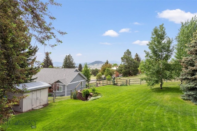 1416 W Gold St, Butte, MT 59701 - fenced backyard with a storage shed and a mountain view