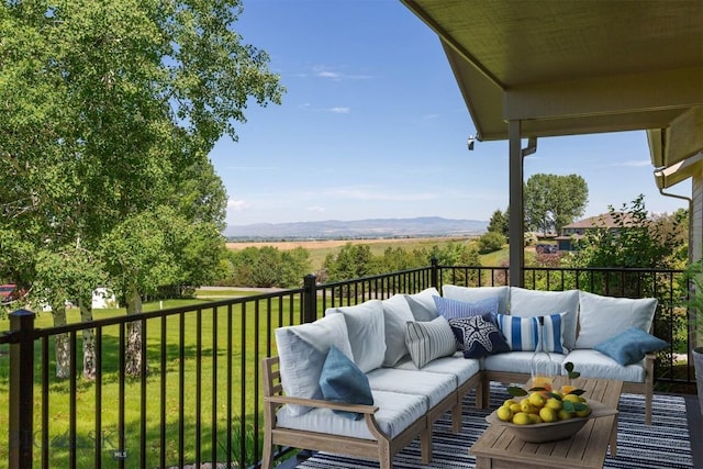 4901 Itana Cir, Bozeman, MT 59715 - wooden terrace featuring an outdoor living space and a lawn