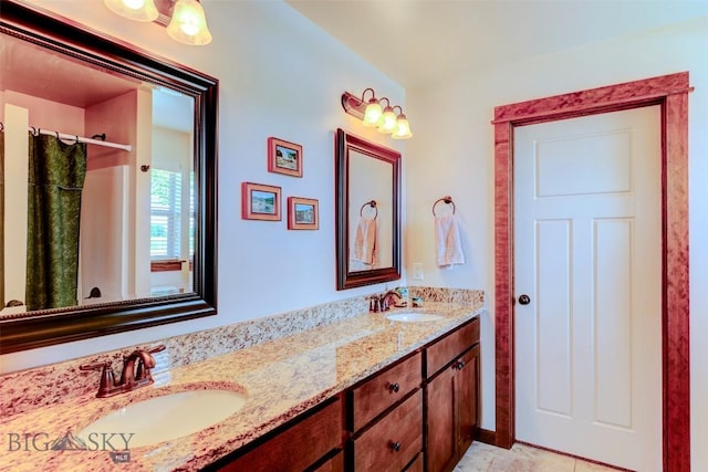 9848 Durston Rd Unit A, Bozeman, MT 59718 - bathroom with double vanity and a shower with curtain