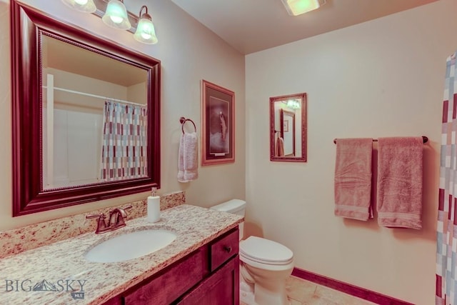 9848 Durston Rd Unit A, Bozeman, MT 59718 - full bath with vanity, tile patterned flooring, and a shower with shower curtain