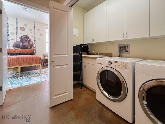 140 Village Crossing Way Unit 1J, Bozeman, MT 59715 - laundry area with cabinet space and separate washer and dryer