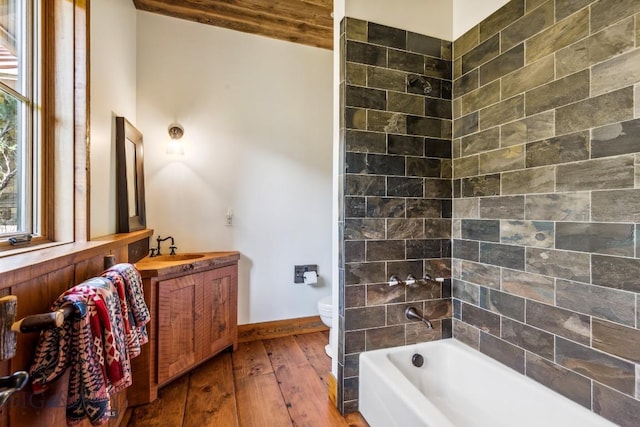 94 Sky Band Trl, Livingston, MT 59047 - full bath with hardwood / wood-style flooring, vanity, and shower / bath combination