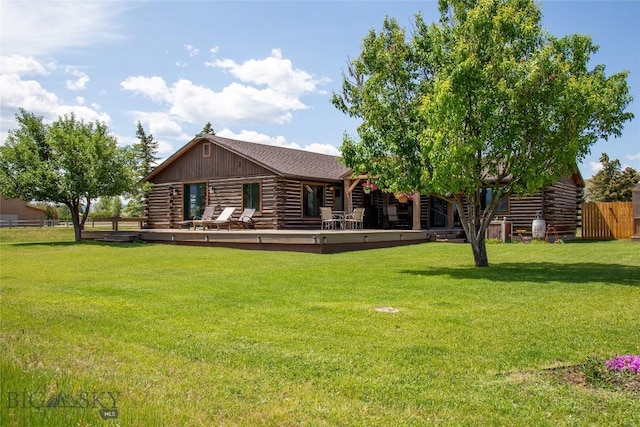 107 Antelope Meadows Rd, Ennis, MT 59729 - back of house with log exterior and a wooden deck