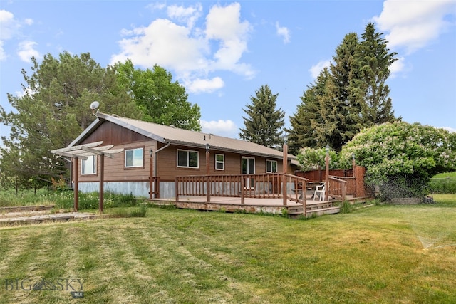 120 N Pine Butte, Bozeman, MT 59718 - back of property featuring a lawn and a deck
