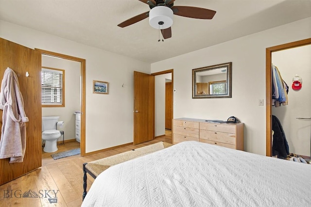 109 Cottonwood St, Manhattan, MT 59741 - bedroom featuring light wood finished floors, ensuite bathroom, and ceiling fan