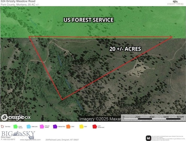 524 Grizzly Meadow Rd, Emigrant, MT 59027 - map / location featuring property parcel outlined