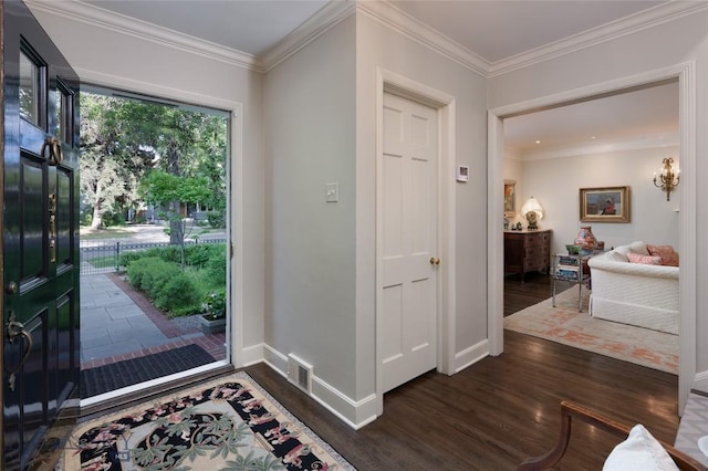 911 S Willson Ave, Bozeman, MT 59715 - entryway with dark wood-type flooring and ornamental molding