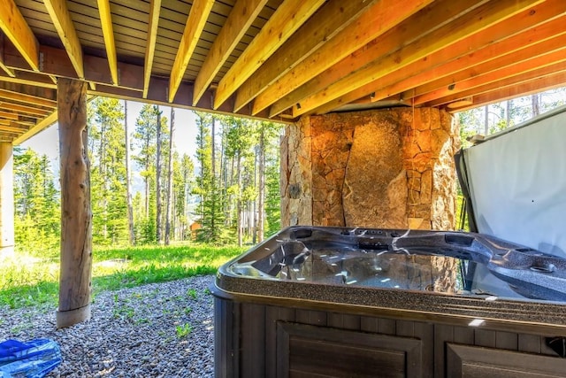 83 Peaks View Dr, Big Sky, MT 59718 - view of patio / terrace featuring a hot tub
