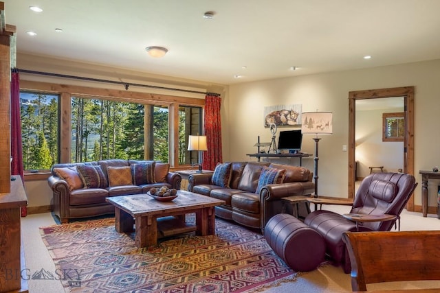 83 Peaks View Dr, Big Sky, MT 59718 - living area with recessed lighting and carpet floors