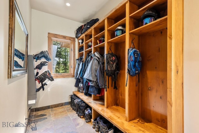 83 Peaks View Dr, Big Sky, MT 59718 - mudroom with stone finish floors and recessed lighting