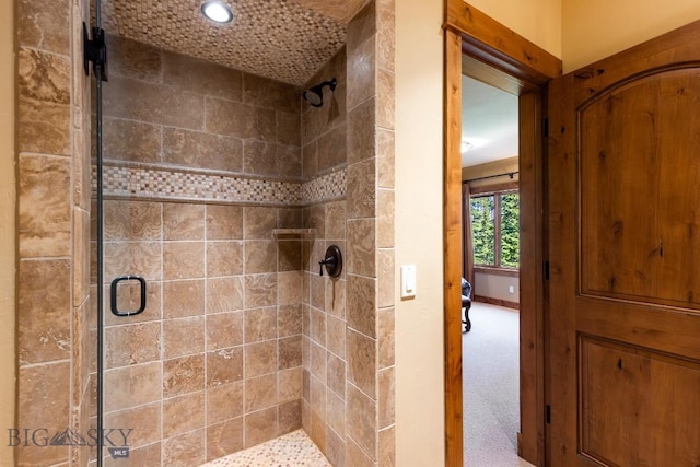 83 Peaks View Dr, Big Sky, MT 59718 - bathroom with a shower stall and recessed lighting