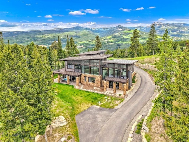 93 Goshawk Trl, Big Sky, MT 59716 - view from above of property with a mountainous background